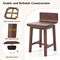 Walnut Rubber Wood Swivel Dining Chairs Set of 2 with Low Backrest and Footrest